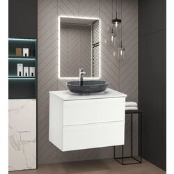 Набор тумбы с раковиной Ikea Godmorgon/Tolken/Oxmyren 82x49x72 (Белый Глянцевый/Имитация Мрамора)