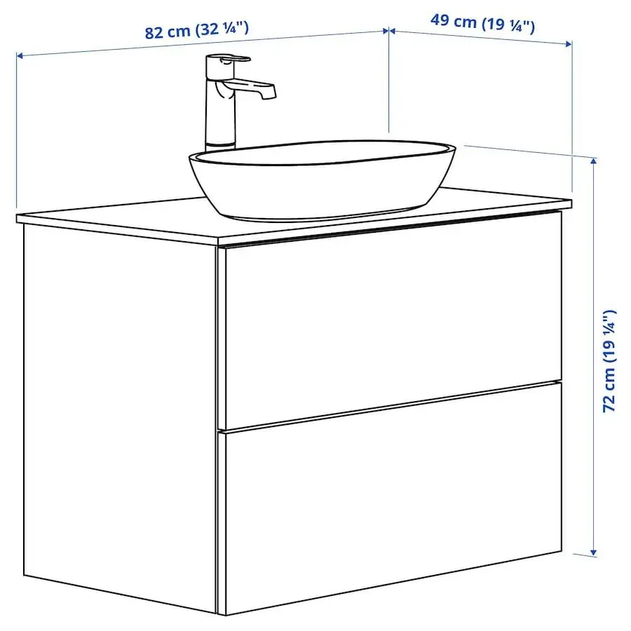 Набор тумбы с раковиной Ikea Godmorgon/Tolken/Oxmyren 82x49x72 (Белый Глянцевый/Имитация Мрамора) - 8