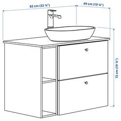 Набор тумбы с раковиной Ikea Godmorgon/Tolken/Oxmyren 82x49x72 (Гилбурен Темно-серый/Имитация Черного Мрамора) Thumb