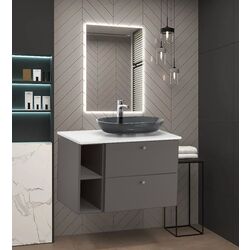 Набор тумбы с раковиной Ikea Godmorgon/Tolken/Oxmyren 82x49x72 (Гилбурен Темно-серый/Под Мрамор)