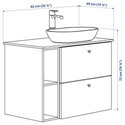 Набор тумбы с раковиной Ikea Godmorgon/Tolken/Oxmyren 82x49x72 (Гилбурен Темно-серый/Под Мрамор) Thumb