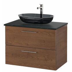 Набор тумбы с раковиной Ikea Godmorgon/Tolken/Oxmyren 82x49x72 (Под Коричневый Мореный Ясень/Имитация Черного Мрамора) Thumb