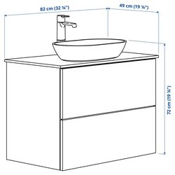 Набор тумбы с раковиной Ikea Godmorgon/Tolken/Oxmyren 82x49x72 (Под Коричневый Мореный Ясень/Имитация Черного Мрамора) Thumb