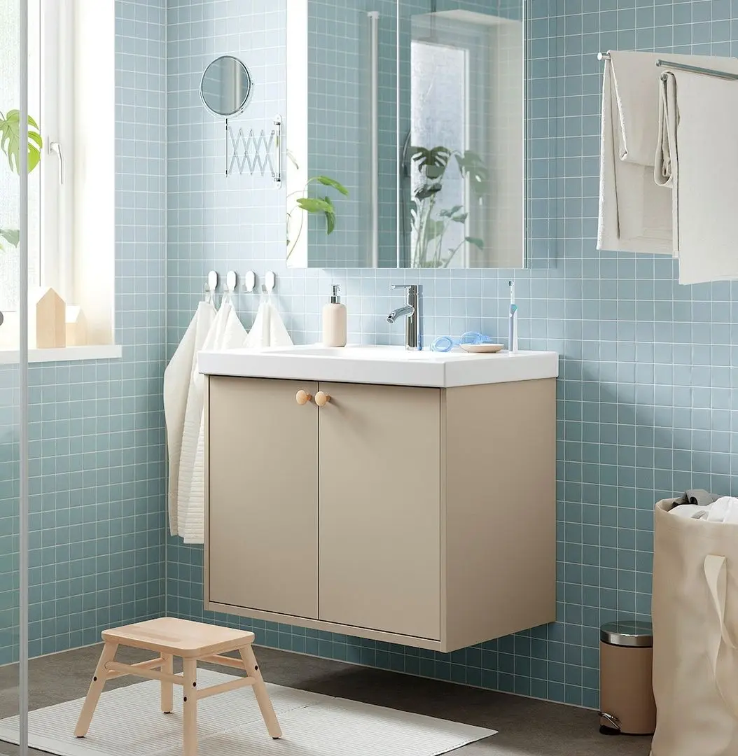 Набор тумбы с раковиной Ikea Havback/Orrsjon/Dalskar с дверцами 82x49x69 (Бежевый)