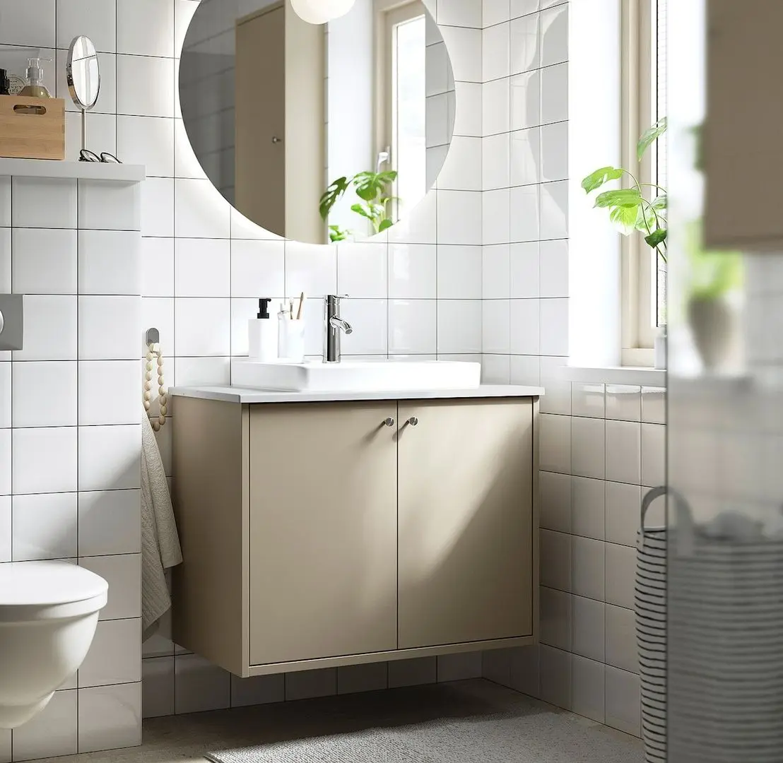 Набор тумбы с раковиной Ikea Havback/Orrsjon/Dalskar с дверцами 82x49x71 (Бежевый)