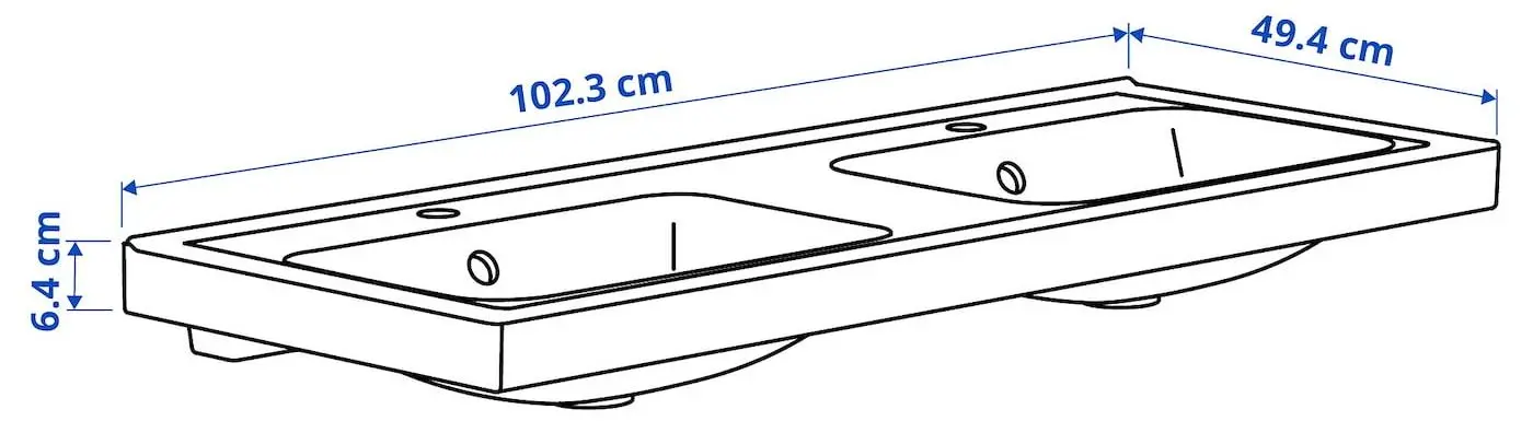 Набор тумбы с раковиной Ikea Havback/Orrsjon/Dalskar с ящиками 102x49x69 (Бежевый) - 8