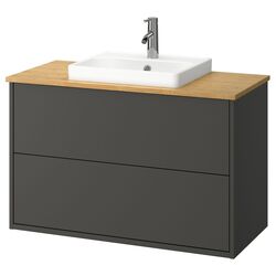 Набор тумбы с раковиной Ikea Havback/Orrsjon/Dalskar с ящиками 102x49x71 (Темно-серый/Бамбук) Thumb