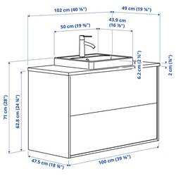Набор тумбы с раковиной Ikea Havback/Orrsjon/Dalskar с ящиками 102x49x71 (Темно-серый/Бамбук) Thumb