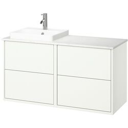 Набор тумбы с раковиной Ikea Havback/Orrsjon/Dalskar с ящиками 122x49x71 (Белый/Имитация Серого Камня) Thumb