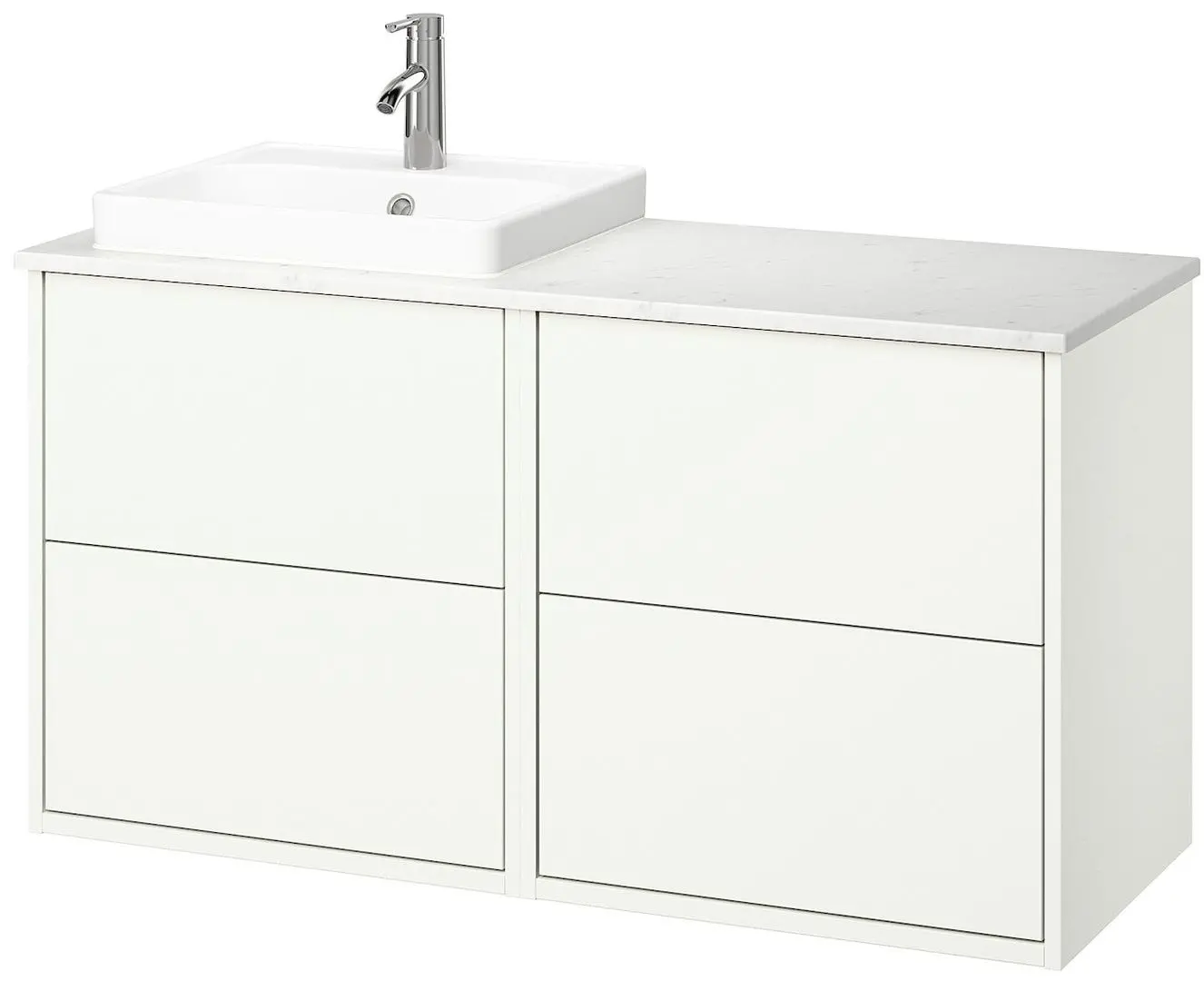 Набор тумбы с раковиной Ikea Havback/Orrsjon/Dalskar с ящиками 122x49x71 (Белый/Имитация Серого Камня) - 3