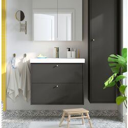 Набор тумбы с раковиной Ikea Havback/Orrsjon/Dalskar с ящиками 82x49x69 (Темно-серый)