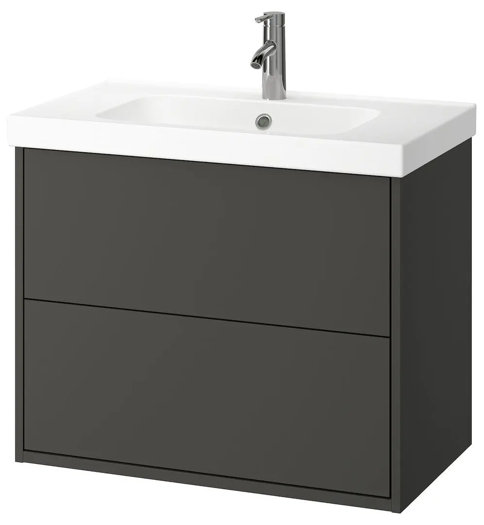 Набор тумбы с раковиной Ikea Havback/Orrsjon/Dalskar с ящиками 82x49x69 (Темно-серый) - 4