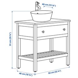 Набор тумбы с раковиной Ikea Hemnes/Kattevik 82x48x91 (Белый) Thumb