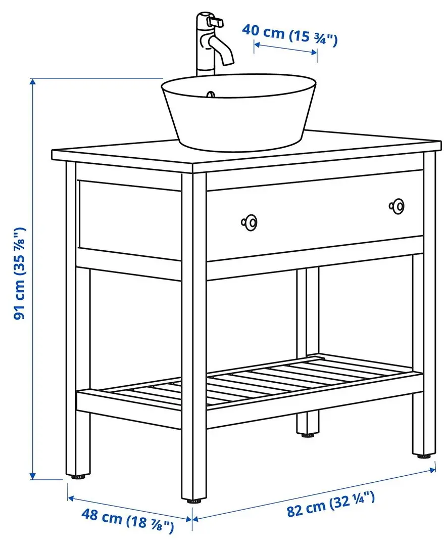 Набор тумбы с раковиной Ikea Hemnes/Kattevik 82x48x91 (Белый) - 9