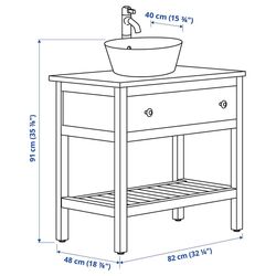 Набор тумбы с раковиной Ikea Hemnes/Kattevik/Voxnan с ящиком/полкой 82x48x91 (Белый) Thumb