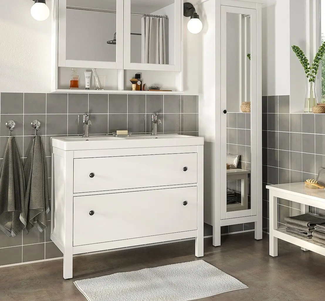 Набор тумбы с раковиной Ikea Hemnes/Orrsjon/Voxnan c ящиками 102x49x89 (Белый)