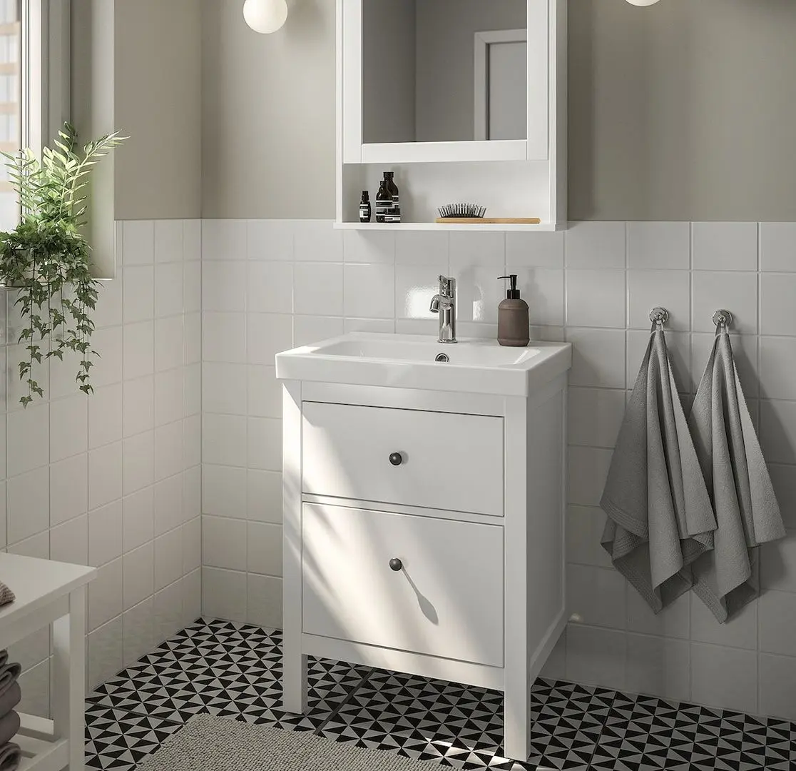 Набор тумбы с раковиной Ikea Hemnes/Orrsjon/Voxnan c ящиками 62x49x89 (Белый)