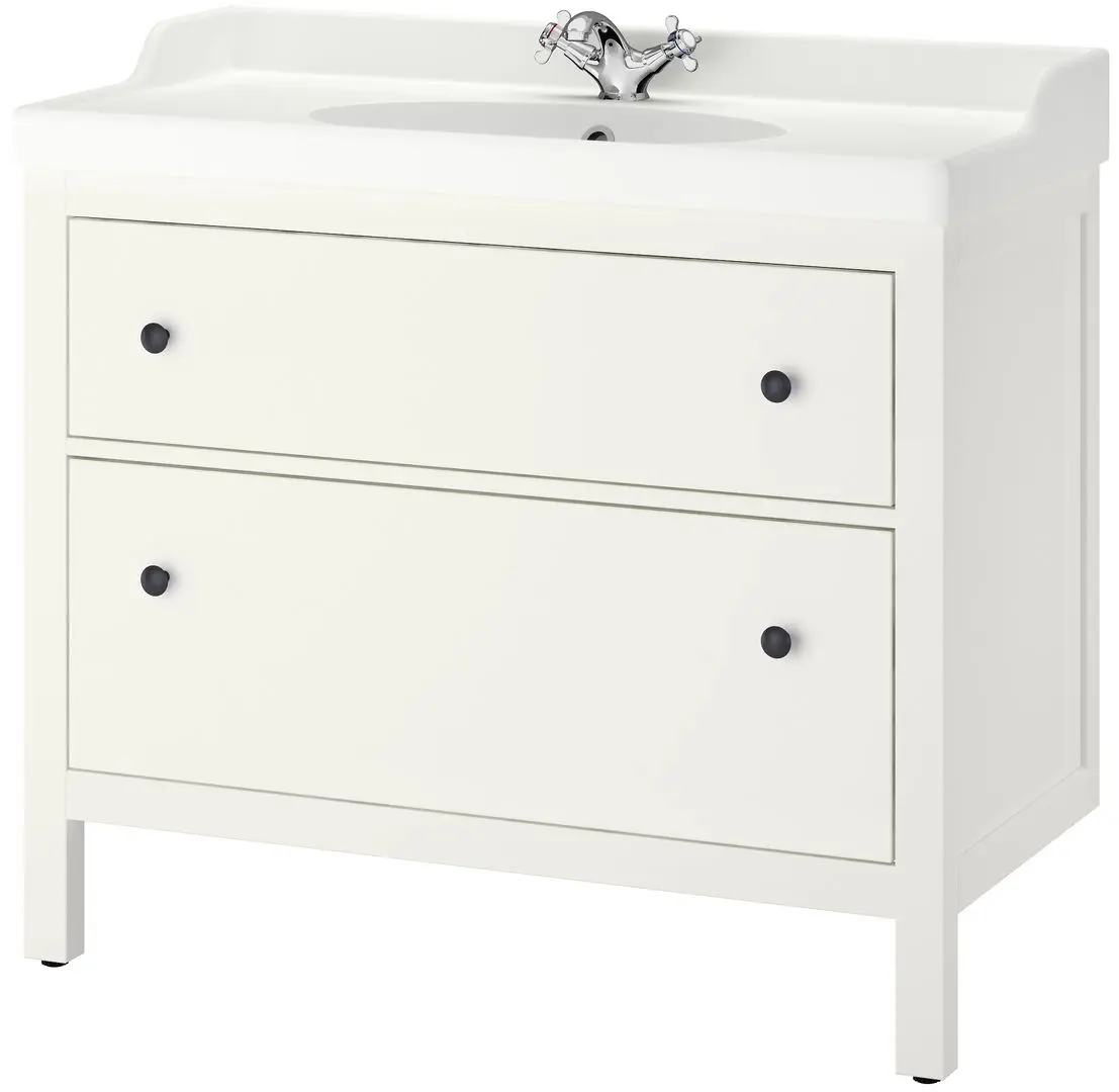 Набор тумбы с раковиной Ikea Hemnes/Rutsjon с ящиками 102x49x95 (Белый) - 2