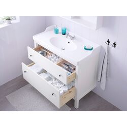 Набор тумбы с раковиной Ikea Hemnes/Rutsjon с ящиками 102x49x95 (Белый) Thumb