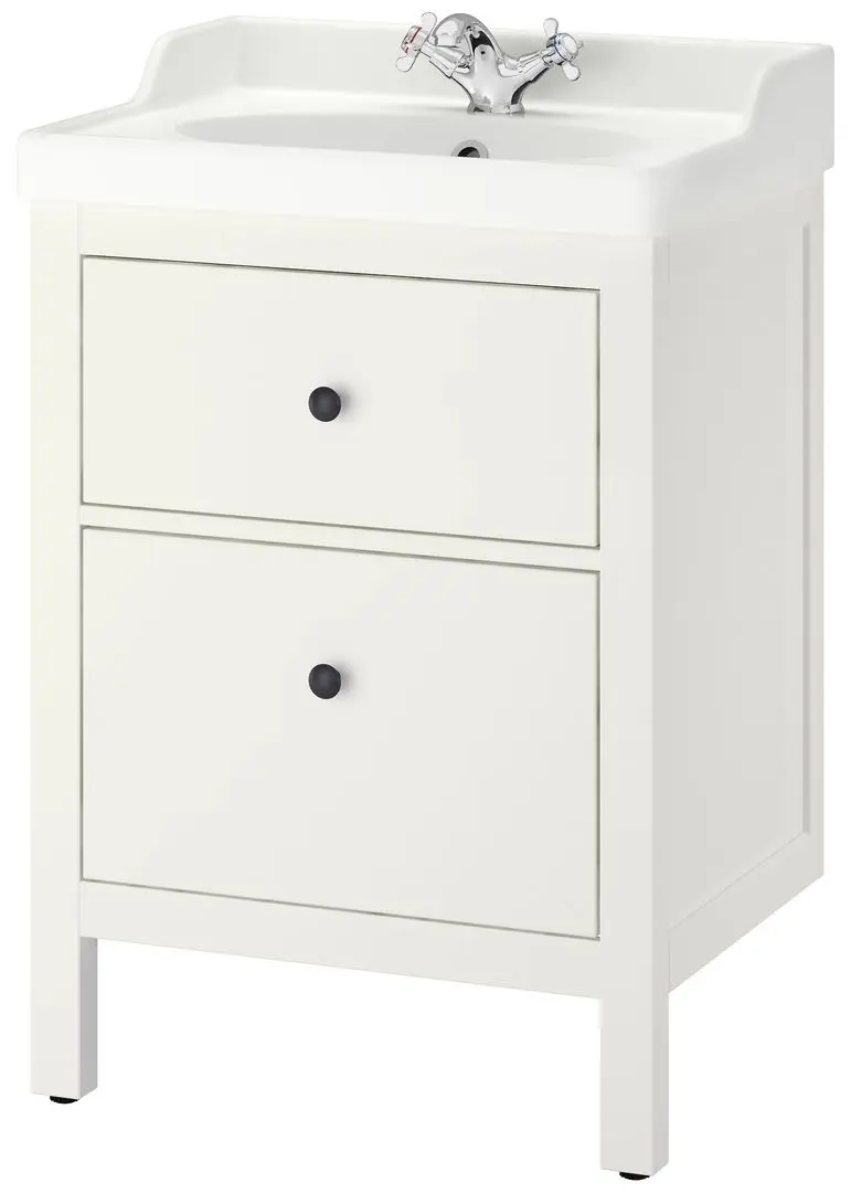 Набор тумбы с раковиной Ikea Hemnes/Rutsjon с ящиками 62x49x95 (Белый/Хром) - 2