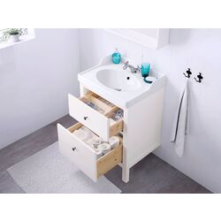 Набор тумбы с раковиной Ikea Hemnes/Rutsjon с ящиками 62x49x95 (Белый/Хром) Thumb