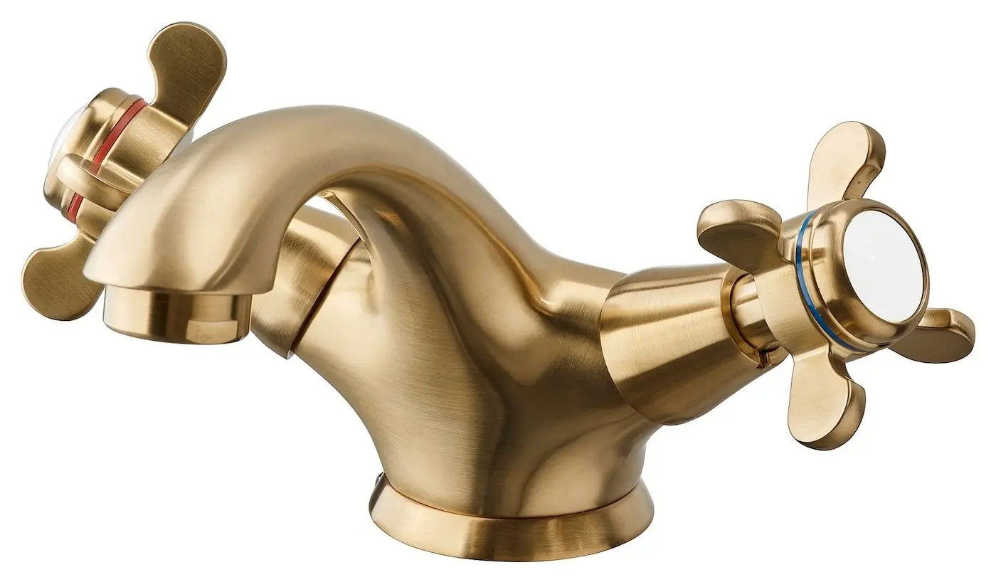 Набор тумбы с раковиной Ikea Hemnes/Rutsjon с ящиками 82x49x95 (Белый/Латунь) - 7