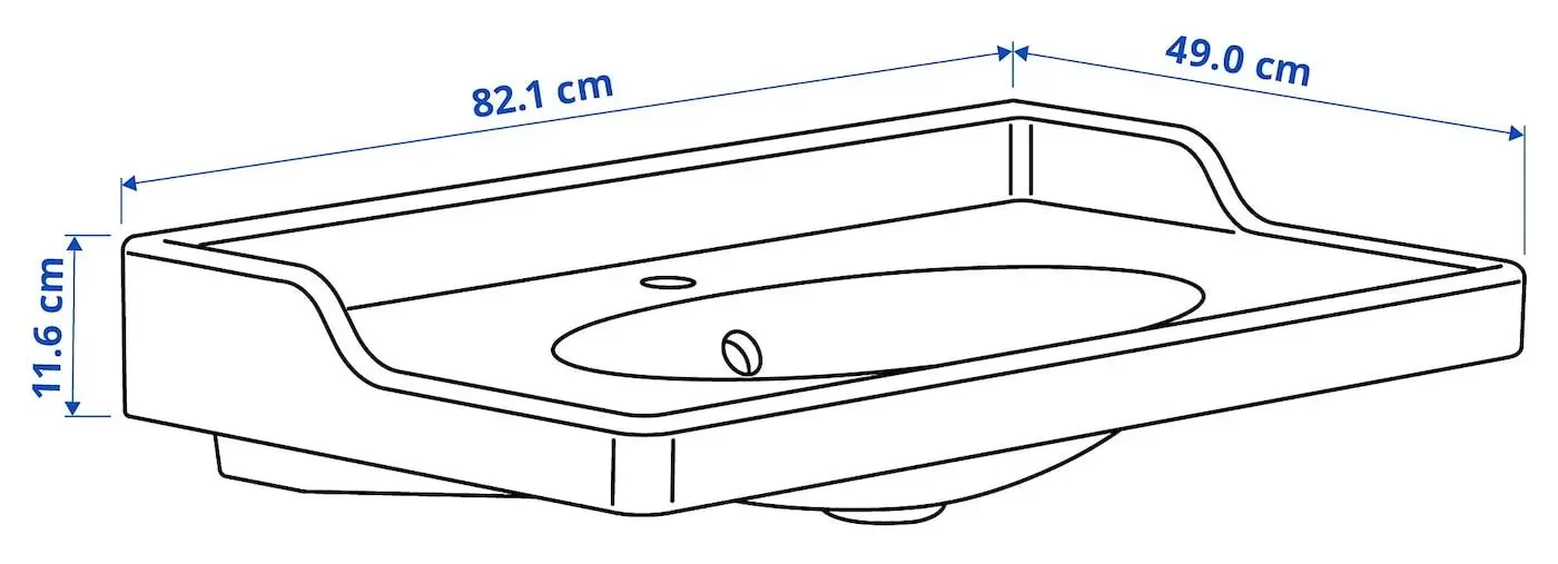 Набор тумбы с раковиной Ikea Hemnes/Rutsjon с ящиками 82x49x95 (Белый/Латунь) - 10