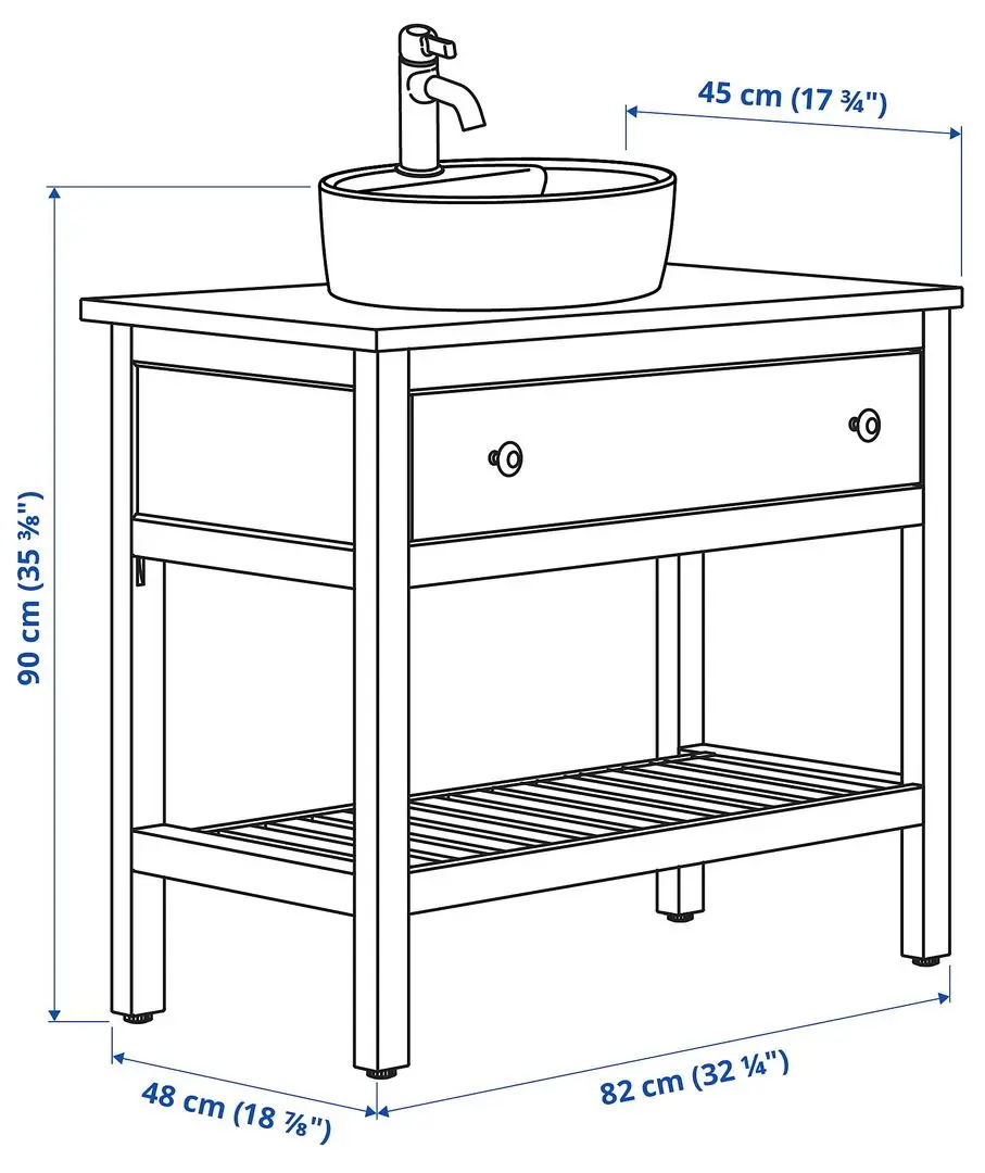 Набор тумбы с раковиной Ikea Hemnes/Tornviken 82x48x90 (Белый) - 9