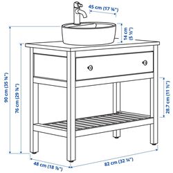 Набор тумбы с раковиной Ikea Hemnes/Tornviken с ящиком 82x48x90 (Белый) Thumb