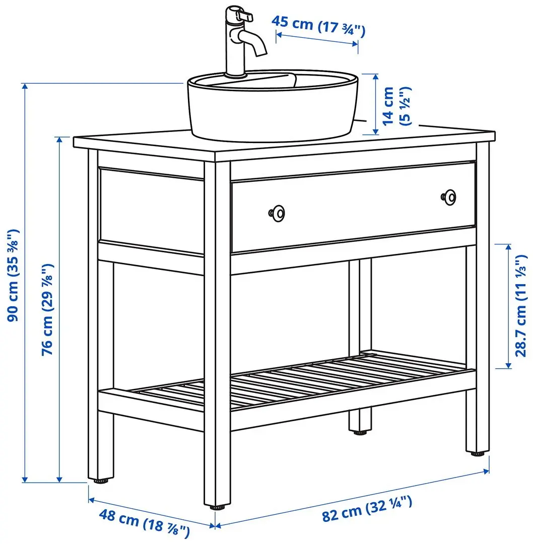Набор тумбы с раковиной Ikea Hemnes/Tornviken с ящиком 82x48x90 (Белый) - 9
