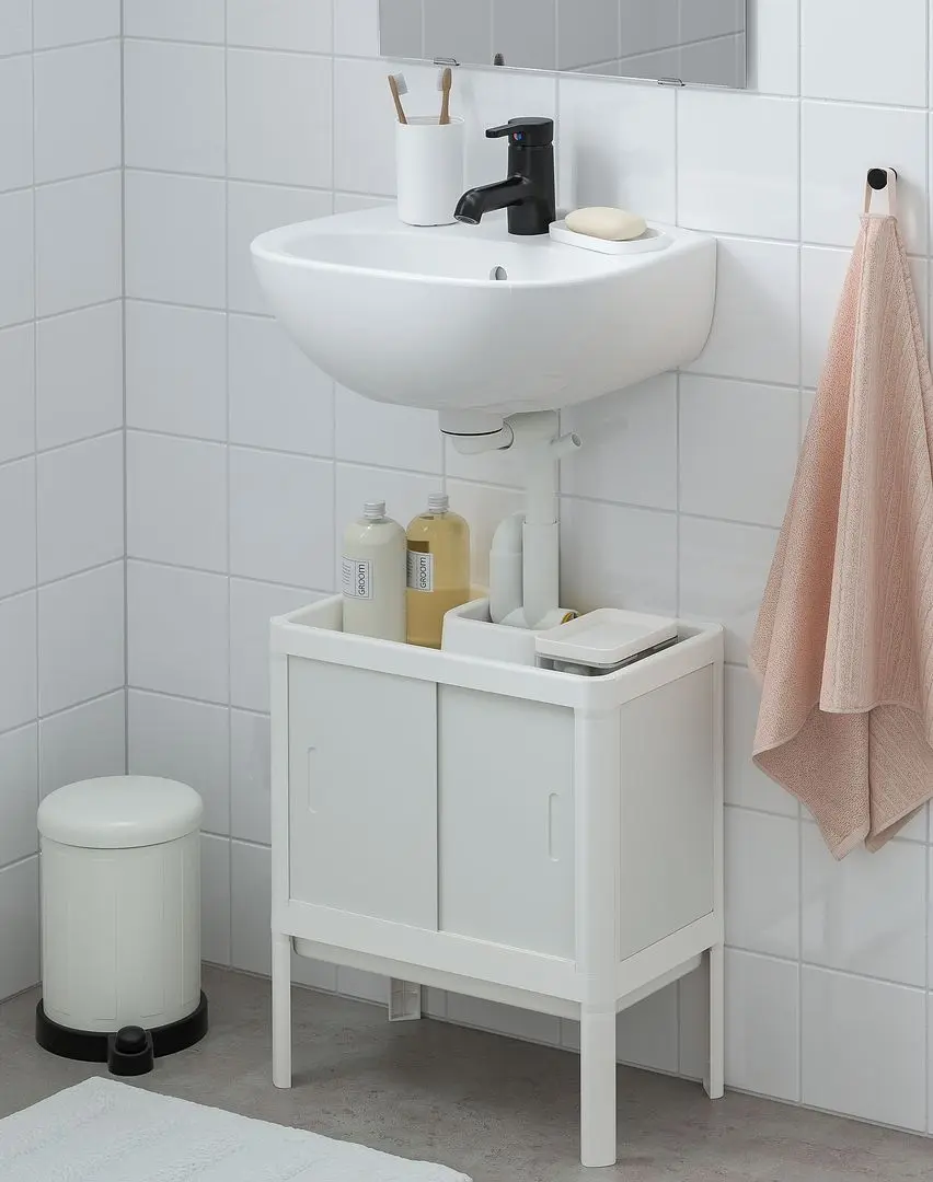 Набор тумбы с раковиной Ikea Lilltjarn/Skatsjon с дверцами 45x35 (Белый)