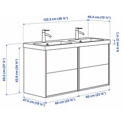 Set tumba cu lavoar Ikea Tannforsen/Orrsjon 122x49x74 (Alb) Thumb