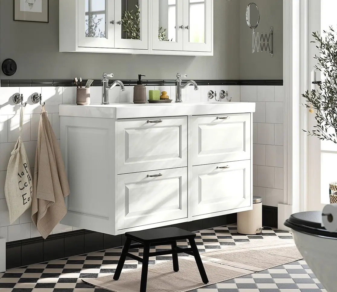 Set tumba cu lavoar Ikea Tannforsen/Orrsjon 122x49x74 (Alb)