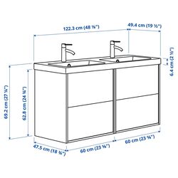 Набор тумбы с раковиной Ikea Tannforsen/Orrsjon 122x49x74 (Серый) Thumb