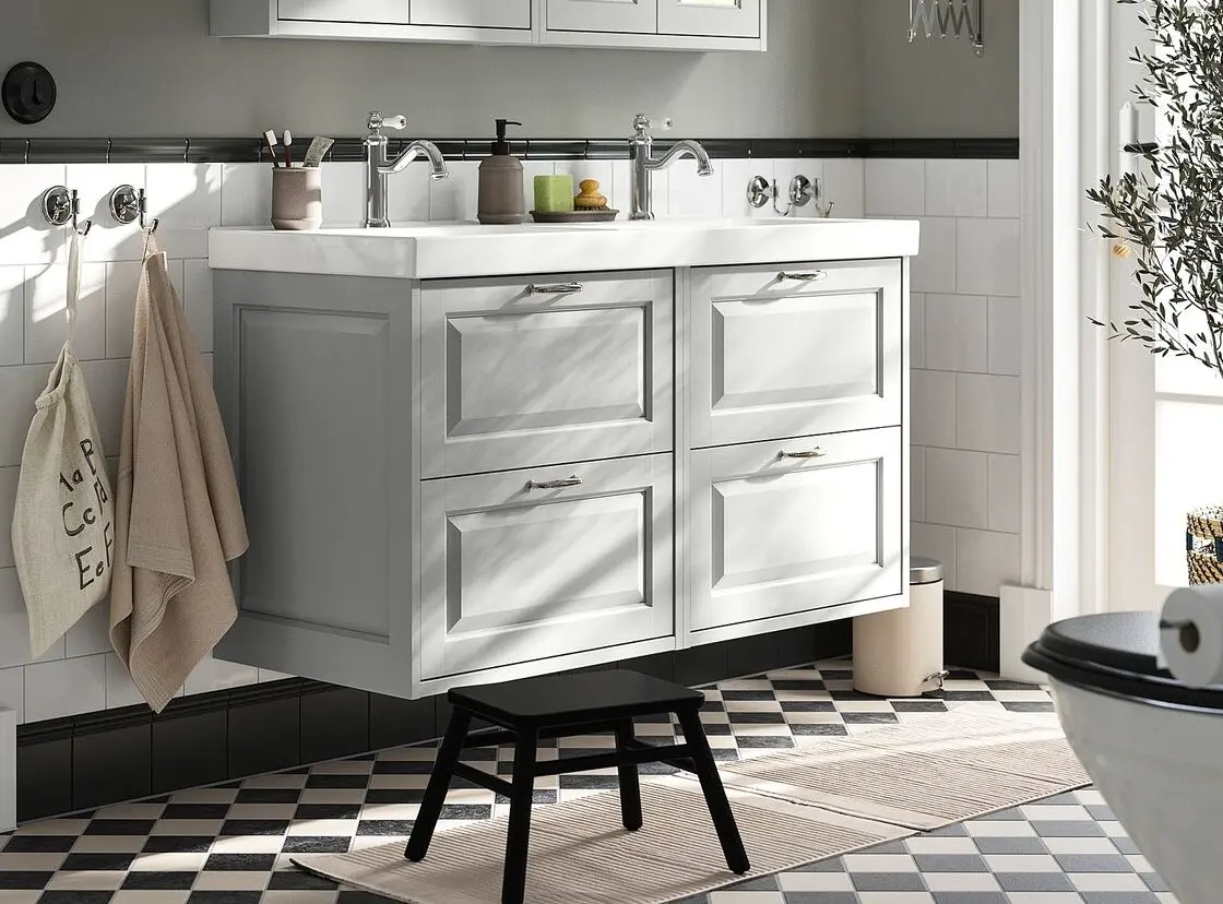 Набор тумбы с раковиной Ikea Tannforsen/Orrsjon 122x49x74 (Серый)