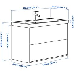 Set tumba cu lavoar Ikea Tannforsen/Orrsjon cu sertare 102x49x69 (Gri) Thumb