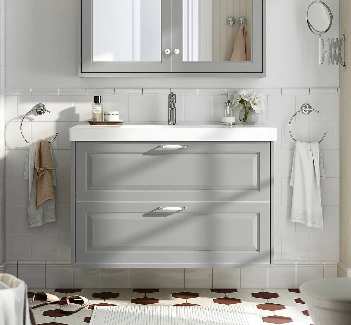 Set tumba cu lavoar Ikea Tannforsen/Orrsjon cu sertare 102x49x69 (Gri)