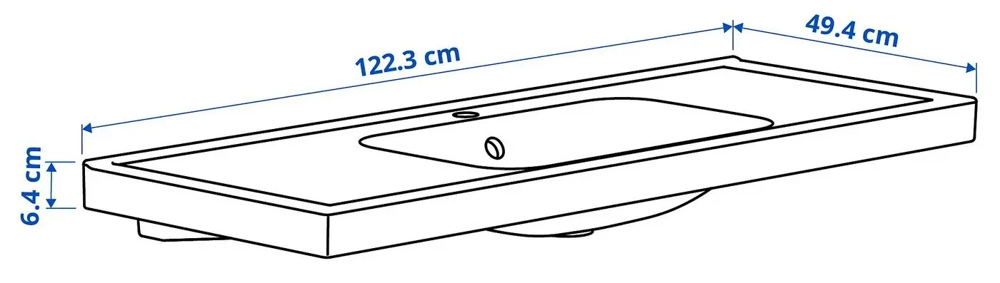 Набор тумбы с раковиной Ikea Tannforsen/Orrsjon с ящиками 122x49x69 (Серый) - 8
