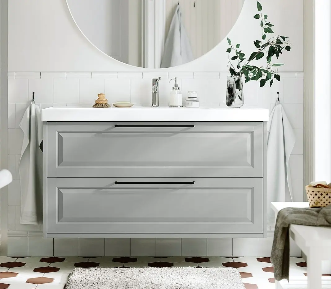 Набор тумбы с раковиной Ikea Tannforsen/Orrsjon с ящиками 122x49x69 (Серый)