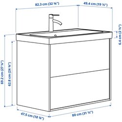 Набор тумбы с раковиной Ikea Tannforsen/Orrsjon с ящиками 82x49x69 (Белый) Thumb