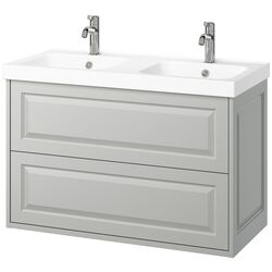 Набор тумбы с раковиной Ikea Tannforsen/Orrsjon ящики/2 смесителя 102x49x69 (Серый) Thumb