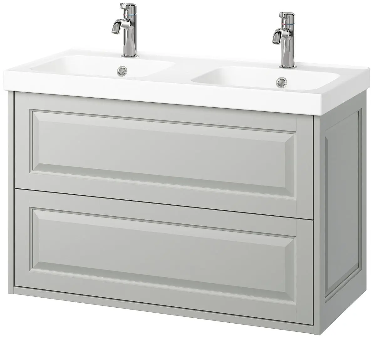 Набор тумбы с раковиной Ikea Tannforsen/Orrsjon ящики/2 смесителя 102x49x69 (Серый) - 2