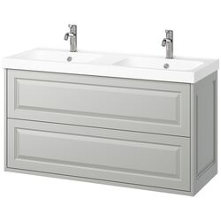 Набор тумбы с раковиной Ikea Tannforsen/Orrsjon ящики/2 смесителя 122x49x69 (Серый) Thumb