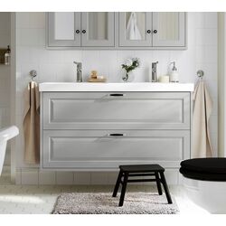 Набор тумбы с раковиной Ikea Tannforsen/Orrsjon ящики/2 смесителя 122x49x69 (Серый)