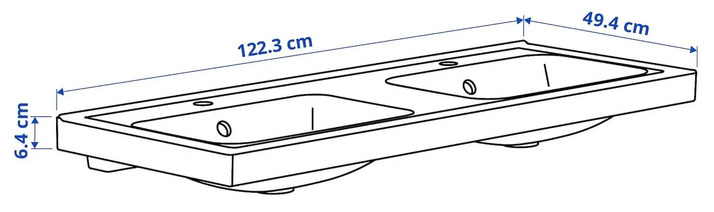 Набор тумбы с раковиной Ikea Tannforsen/Orrsjon ящики/2 смесителя 122x49x69 (Серый) - 9