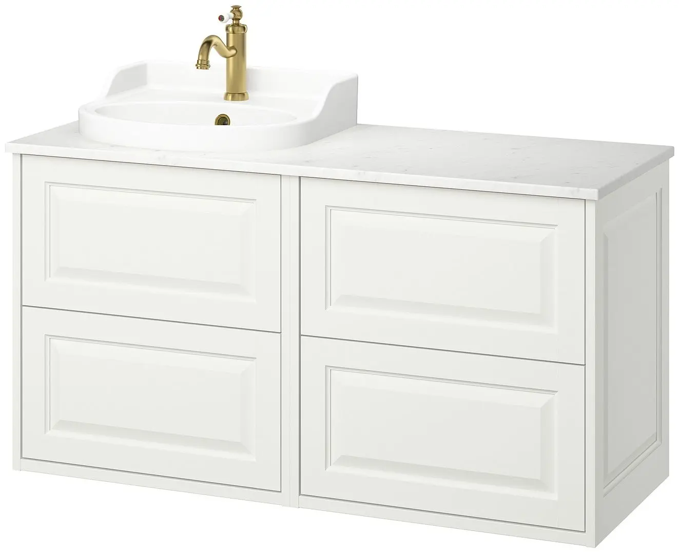 Набор тумбы с раковиной Ikea Tannforsen/Rutsjon 122x49x76 (Белый/Имитация Белого Мрамора) - 2