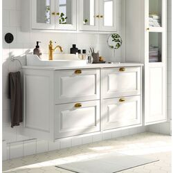 Набор тумбы с раковиной Ikea Tannforsen/Rutsjon 122x49x76 (Белый/Имитация Белого Мрамора)