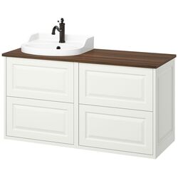 Набор тумбы с раковиной Ikea Tannforsen/Rutsjon 122x49x76 (Белый/Имитация Ореха) Thumb