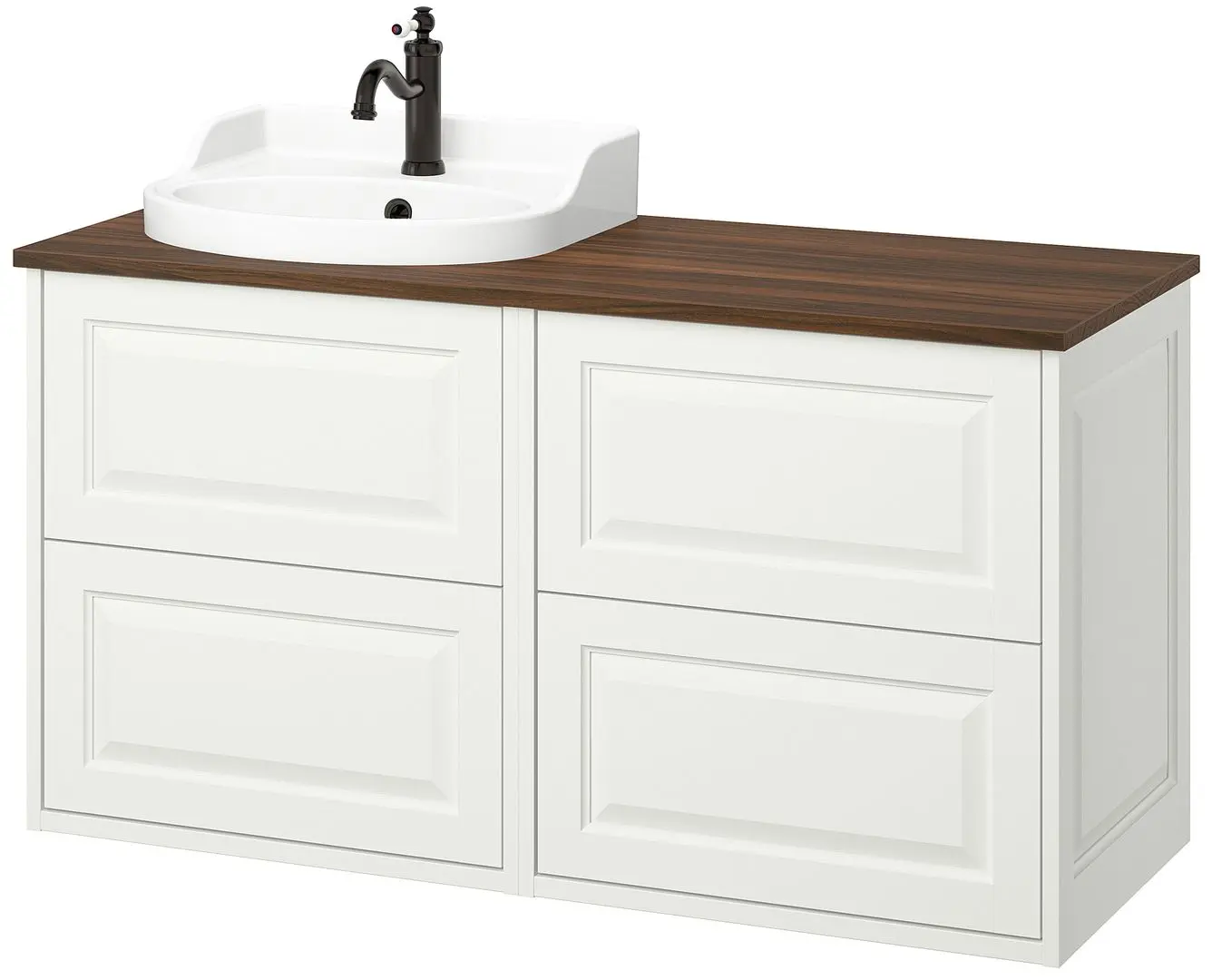 Набор тумбы с раковиной Ikea Tannforsen/Rutsjon 122x49x76 (Белый/Имитация Ореха) - 2