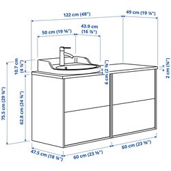 Набор тумбы с раковиной Ikea Tannforsen/Rutsjon 122x49x76 (Белый/Имитация Ореха) Thumb